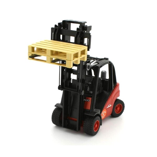 Bruder Licensed 1:16 Scale Linde Fork Lift H30D Red With 2 Pallets Model Black Red