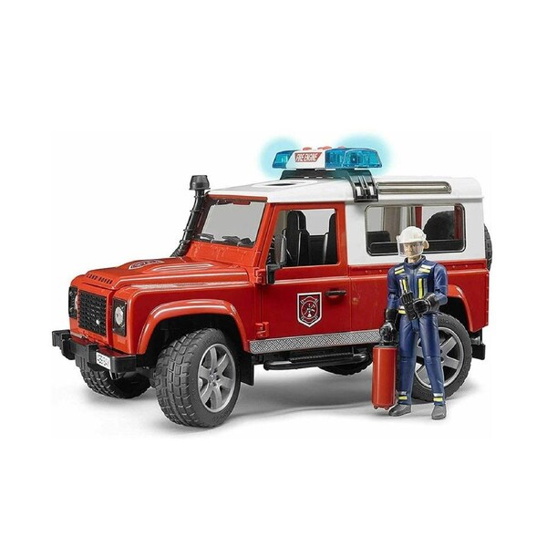 Bruder Licensed 1:16 Scale Land Rover Defender Wagon Fire Department with Light & Sound