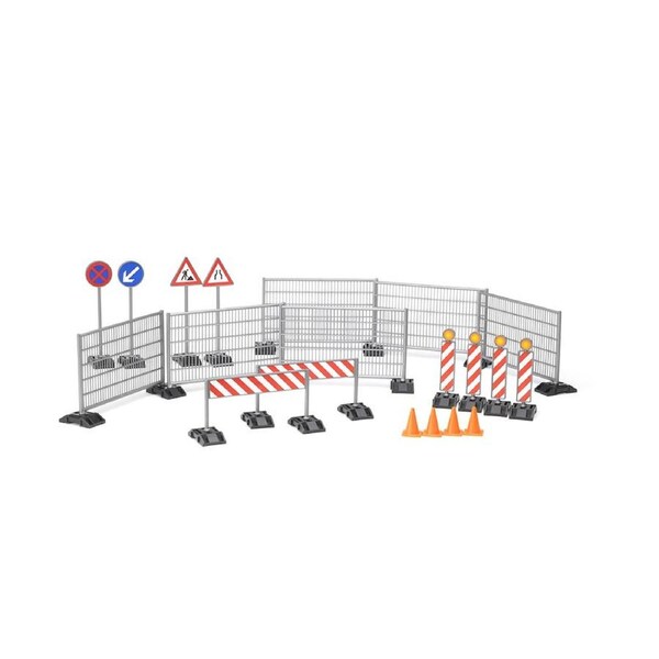 Bruder Licensed 1:16 Scale Bworld Construction Accesorie Set: Fencing & Hazard Signs
