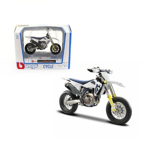Bburago Licensed 1:18 Scale&nbsp;Husqvarna FS 450 Supermoto Motorcycle Diecast Model Toy