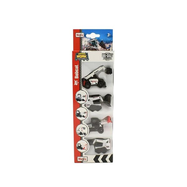 Maisto Licensed Fresh Metal 3"Mini Work Machines BobCat 4 Piece Pack Model Car