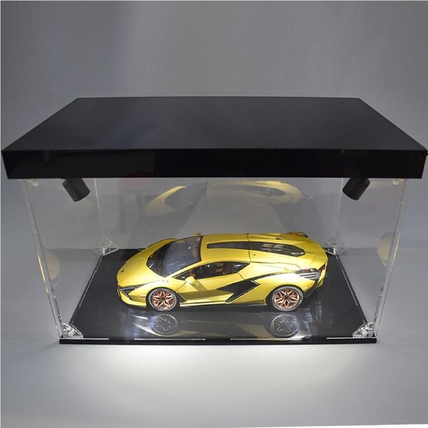 Acrylic Model Display Dustproof Box With Spotlight For Car Motorbike Model