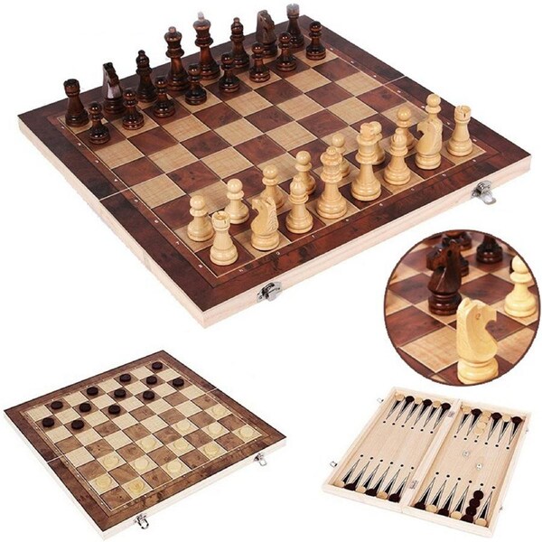 40cm Large Chess Wooden Set Folding Chessboard Pieces Wood Board