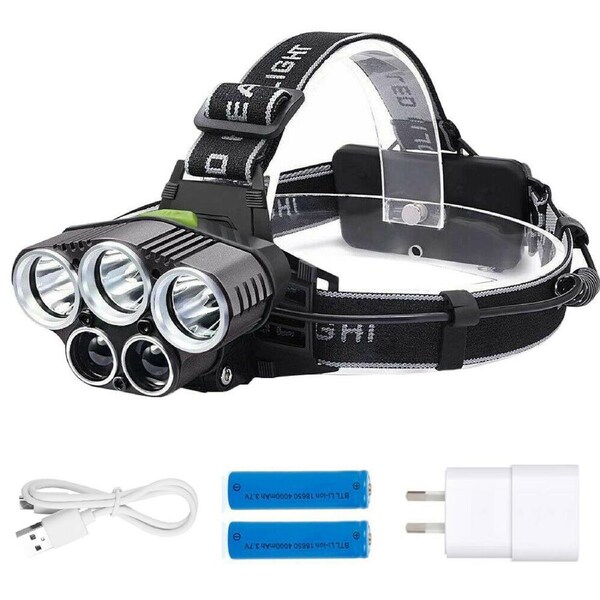 90000LM 5 Light 6Mode Headlight Torch Rechargeable Flashlight Work Light