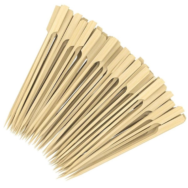 100pcs Bamboo Wooden Catering Paddle Skewers Disposable Finger Food Cocktail BBQ