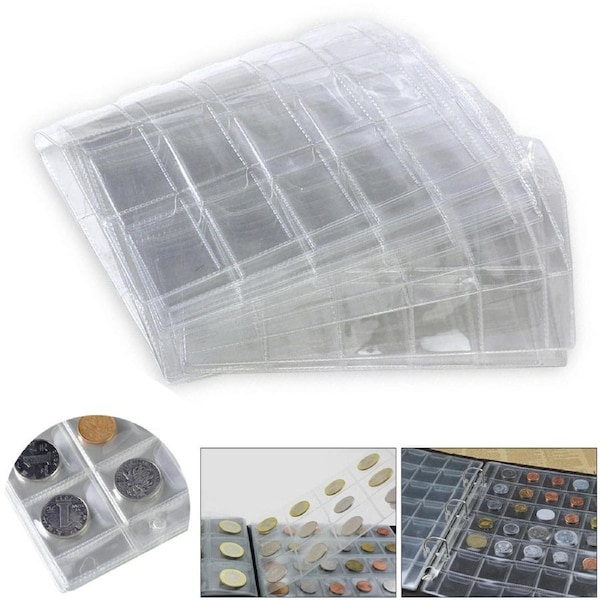 Coin Holder 30 Pockets Folder Pages Sheets For Collection Album Storage