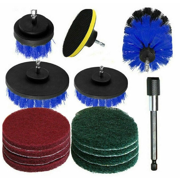 30PCS Drill Brush Power Scrubber Attachment Set Tub Cleaning Grout Carpet