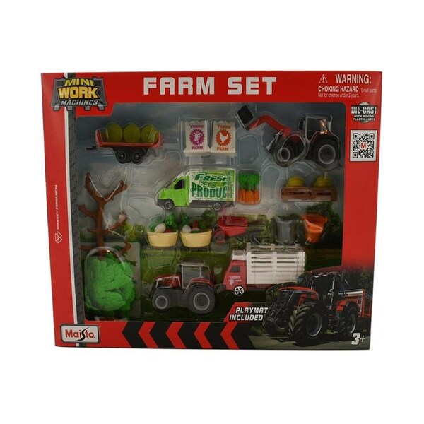 Maisto Licensed Mini Work Machines Super Farm Play Set Model Toy Red