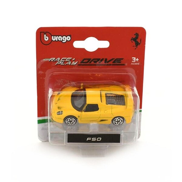 Bburago Licensed 1:64 Scale Ferrari Race & Play F50 Diecast Model Car Yellow