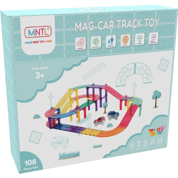 MNTL Classic Magnetic Car Track Set 108 Pcs