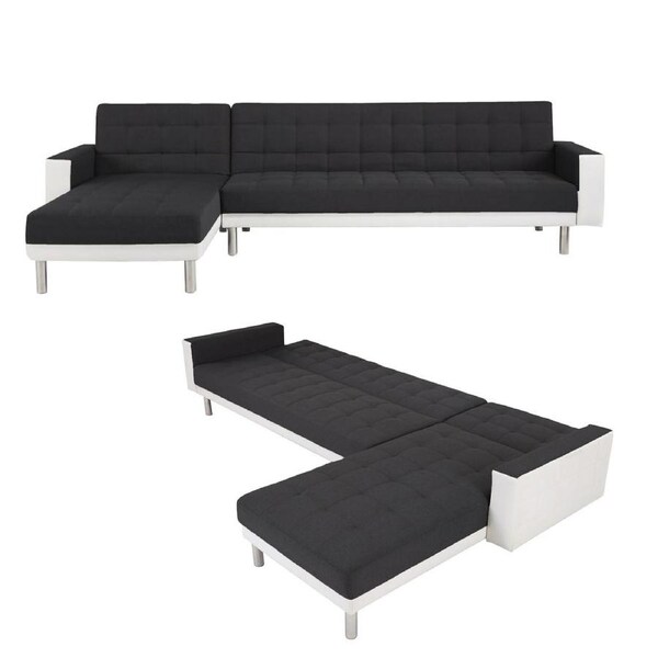 Foret 5 Seater Sofa Bed Modular Corner Lounge Recliner Chaise Couch Fabric Black White