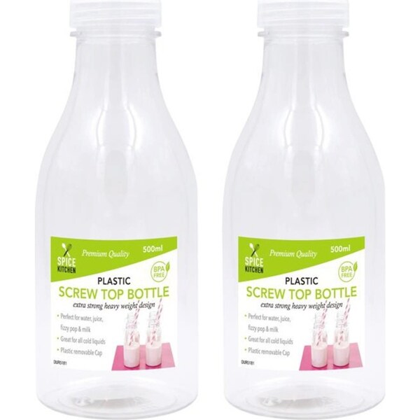 10 x Plastic Milk Bottle With Lid Drink Bottle Water Juice Cup Container 500ML