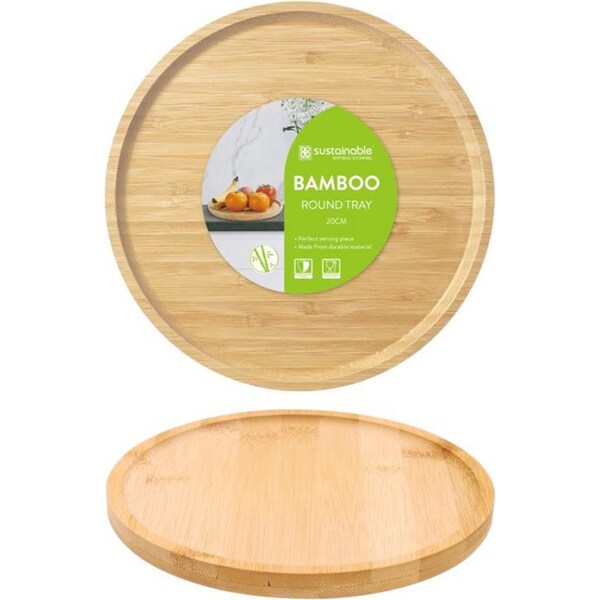 2 x Bamboo Serving Tray Tea Coffee Breakfast Fruit Kitchen Platter Tray Holder