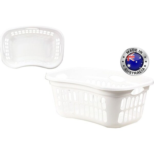 2x Hip Hugger Plastic Laundry Basket Clothes Washing Cleaning Holder Bin 60x39CM