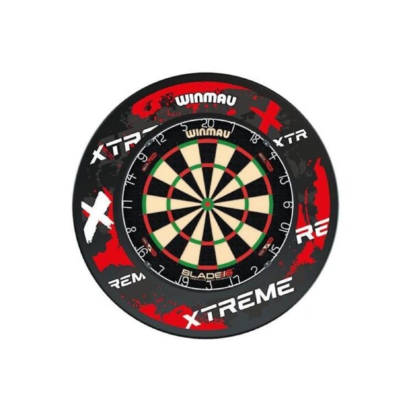Winmau Blade 6 Dart Board + Extreme Retro Dartboard Surround + Darts Set