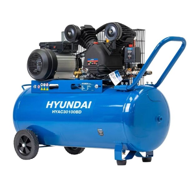 Hyundai 3HP 100L Electric Belt Drive Air Compressor – 314L/min, 11.1 CFM, 8 Bar, Portable & Heavy-Duty (HYAC30100BD)