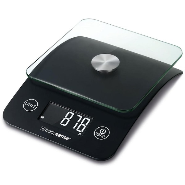 Bodysense Digital Raised Platform Kitchen Scale with 5kg Capacity in Black
