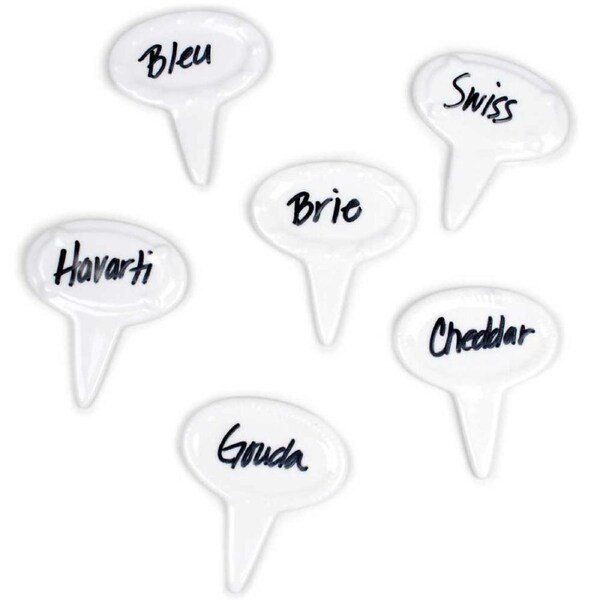 RSVP Porcelain Cheese Lables / Signs + Black Ink Pen