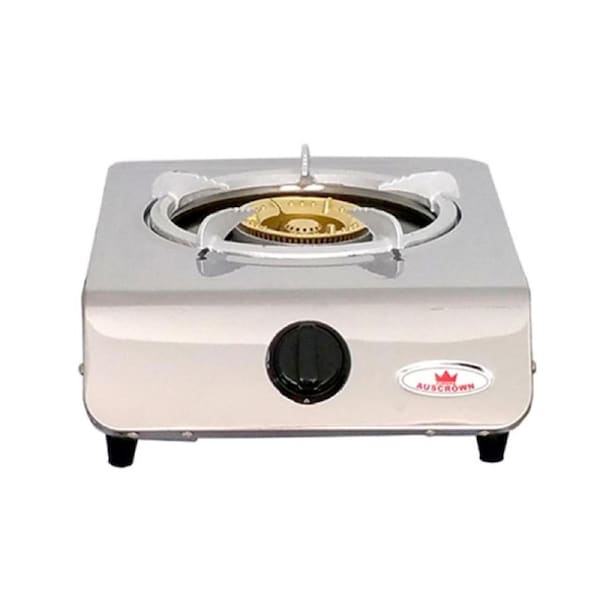 Auscrown Natural Gas Wok Burner + Cast Iron Trivets & Brass Caps