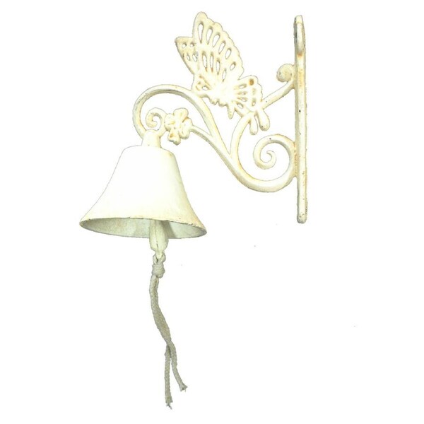 Mr Gecko Cast Iron Door Butterfly Bell Handcrafted Antique White Good Sound