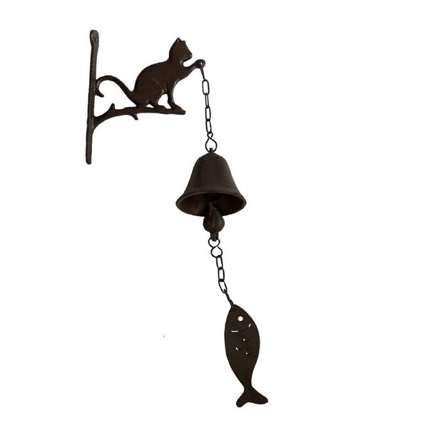 Mr Gecko Cast Iron Cat Wind Chime With Bell Handcrafted Good Sound