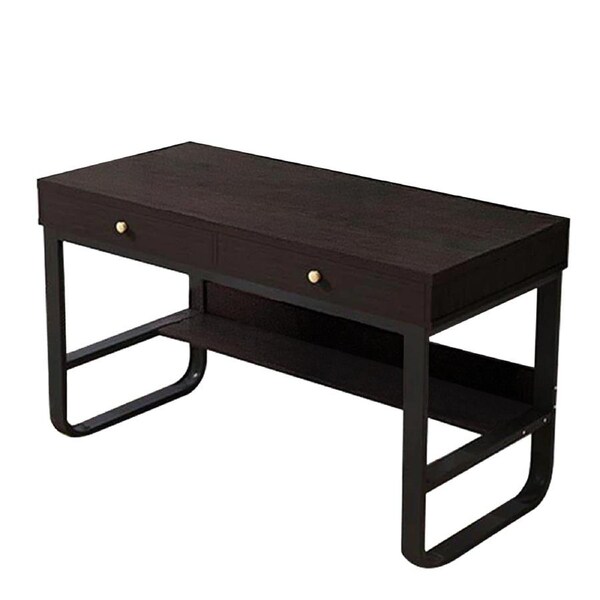 Foret Computer Desk Office Table Storage Drawers Shelf Study Work Metal Walnut