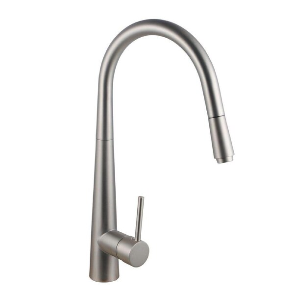 Aquaperla Brushed Nickel Solid Brass Round Pull Out Kitchen Sink Mixer