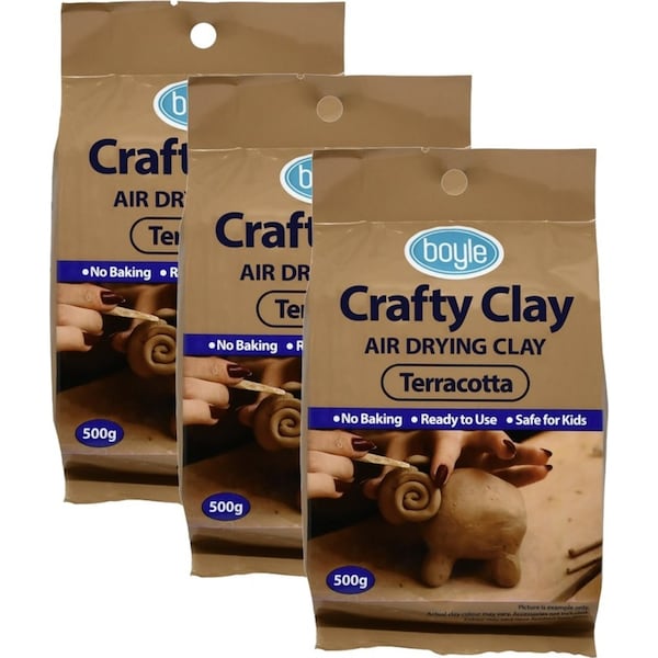 3PK Boyle Crafty Modelling Clay Kids/Child DIY/Craft Air Drying Terracotta 500g