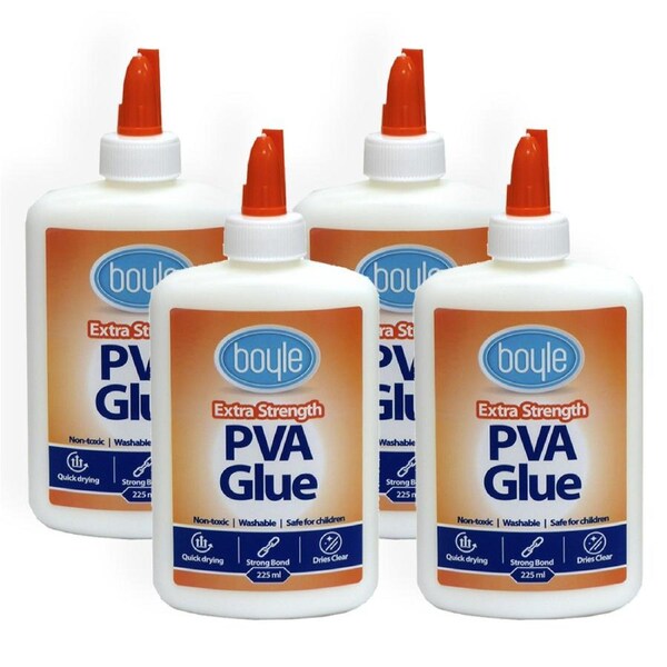 4PK Boyle Washable PVA Kids Craft/DIY Bond Adhesive Clear Glue Non-Toxic 225ml