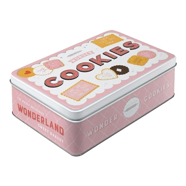 Nostalgic Art 2.5L Flat Metal Food Storage Matt Tin Wonder Cookies 23x16x7cm