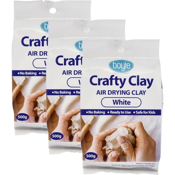3PK Boyle Crafty Modelling Clay Kids/Child DIY Art/Craft Air Drying White 500g
