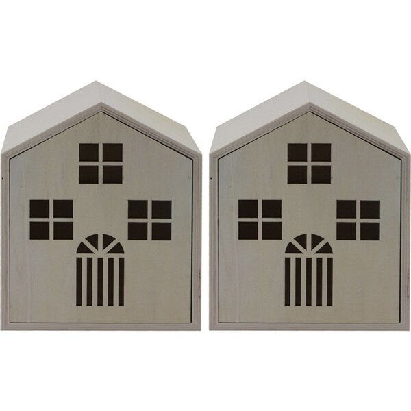 2PK Boyle Craftwood Wooden House Storage Box Kids/Children DIY Craft 16x10x21cm