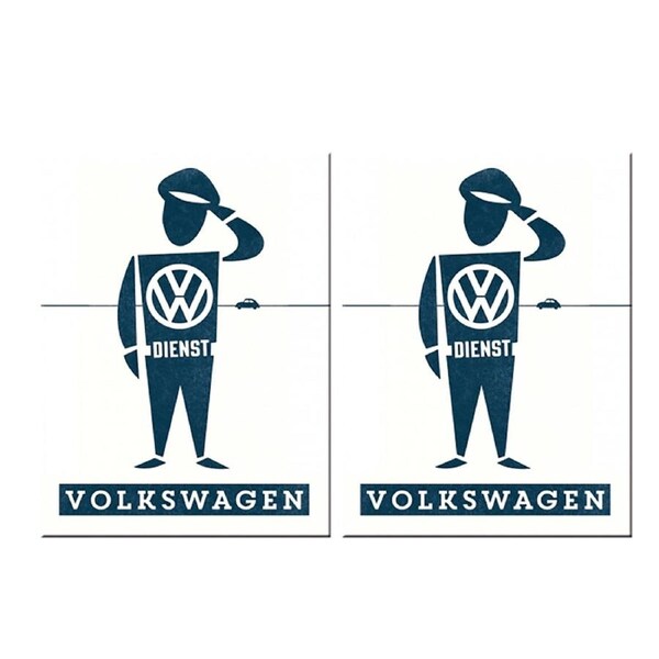 2PK Nostalgic Art VW Dienst Mann Colour Printed Fridge Rectangle Magnet 6x8cm