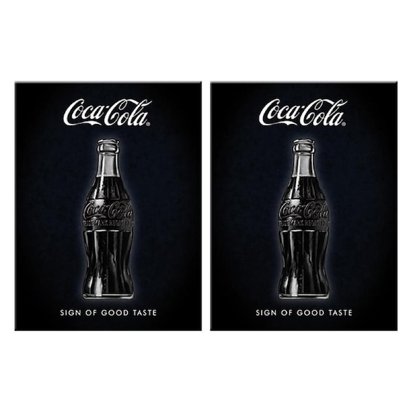 2PK Nostalgic Art Coke Sign of Good Taste Colour Fridge Rectangle Magnet 6x8cm