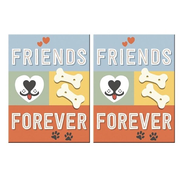 2PK Nostalgic Art Friends Forever Colour Printed Fridge Rectangle Magnet 6x8cm