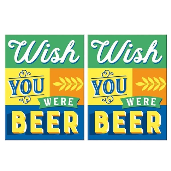 2PK Nostalgic Art Wish You Were Beer Printed Fridge Rectangle Magnet Decor 6x8cm