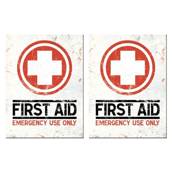2PK Nostalgic Art First Aid Colour Printed Fridge Rectangle Magnet Décor 6x8cm