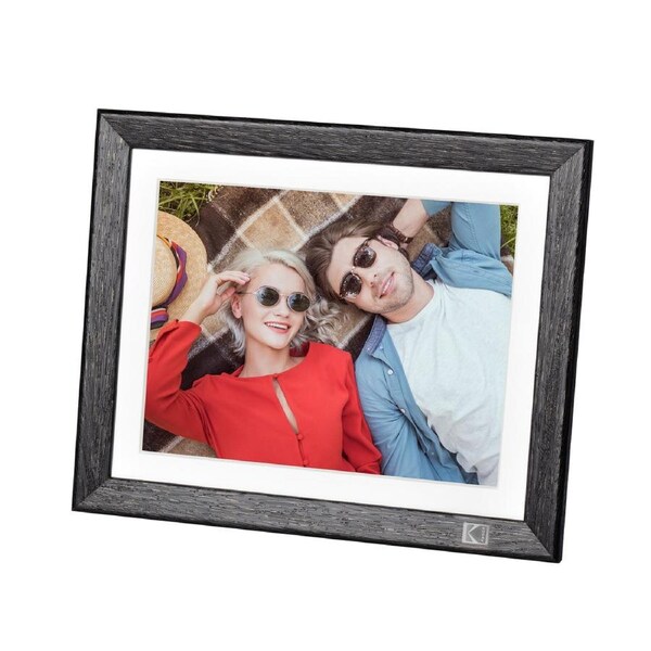 Kodak Rustic Black Wood WiFi-Enabled Digital Photo Frame HDPF-978, Advanced 9.7” Touchscreen with 2K Resolution, 32GB Internal Memory and Adjustable Stand