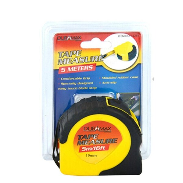 Measuring Tape Measure Steel Ruler Lock Rubber Grip Metric&Inch 5m Tool
