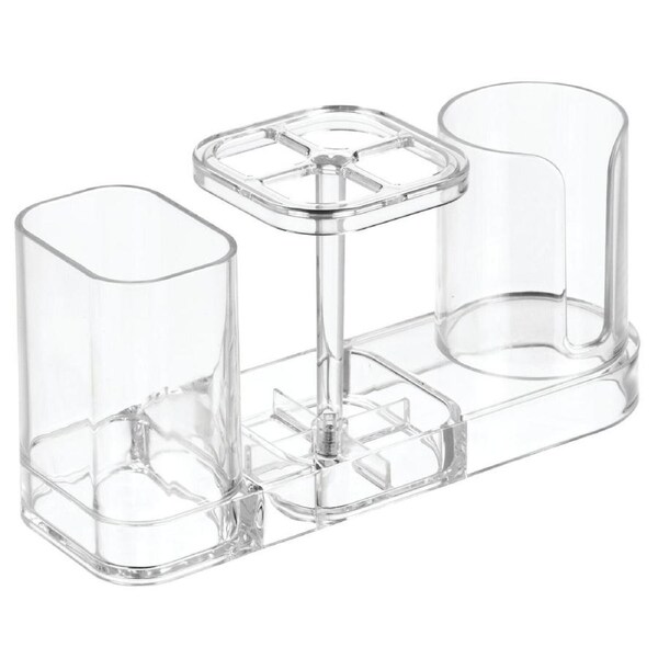 iDesign Med+Dental Centre Bathroom Toothbrush Caddy w/dispenser 10.8cm Clear