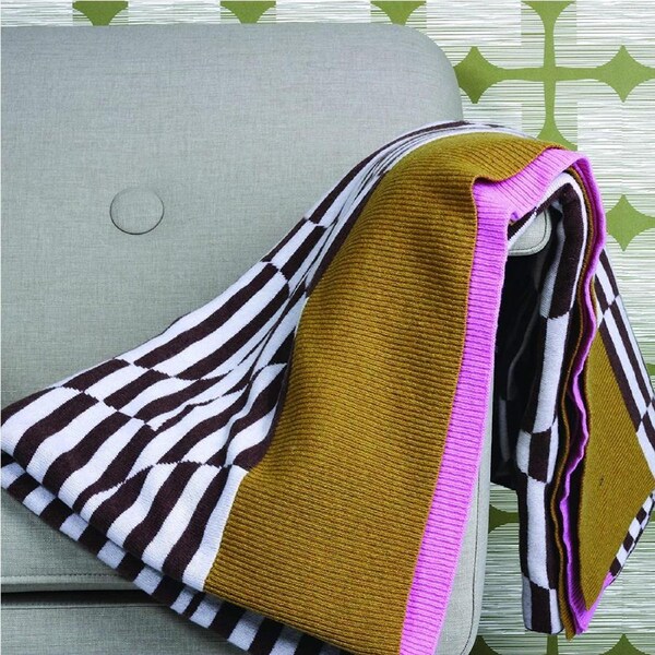 Orla Kiely Bedroom Throw Blanket Stripe Jacquard Wool Flower Nutmeg 200x150cm