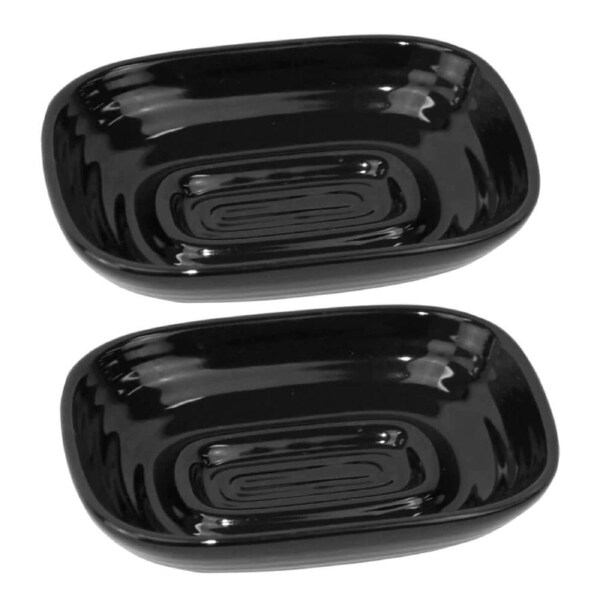 2x Butlers Hush Gloss Ceramic Kitchen/Bathroom Soap Bar Dish/Rack Black 13x3cm