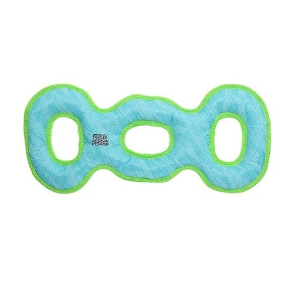 DuraForce 3-Way Tug Interactive Play Dog Squeaker Toy Tiger Blue