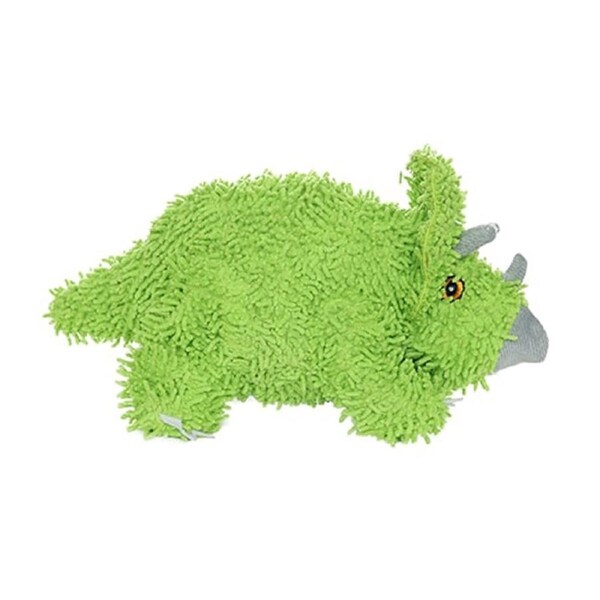Tuffy Mighty Microfibre Ball Triceratops Plush Dog Squeaker Toy Green Medium