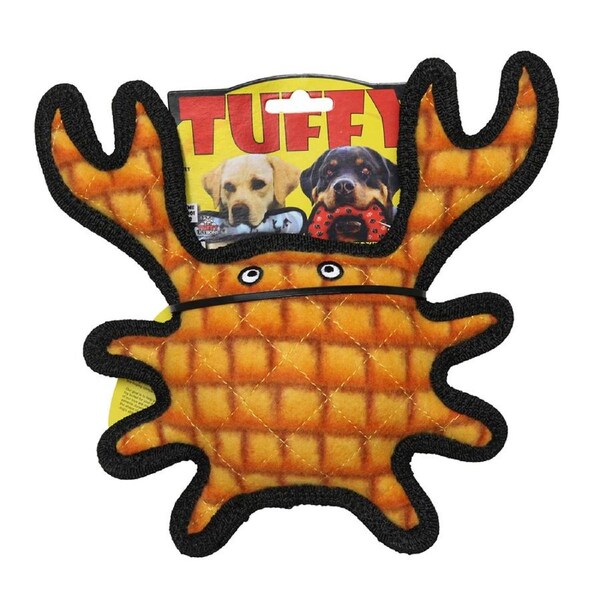 Tuffy Ocean Creature Crab Interactive Play Dog Squeaker Toy Orange Medium