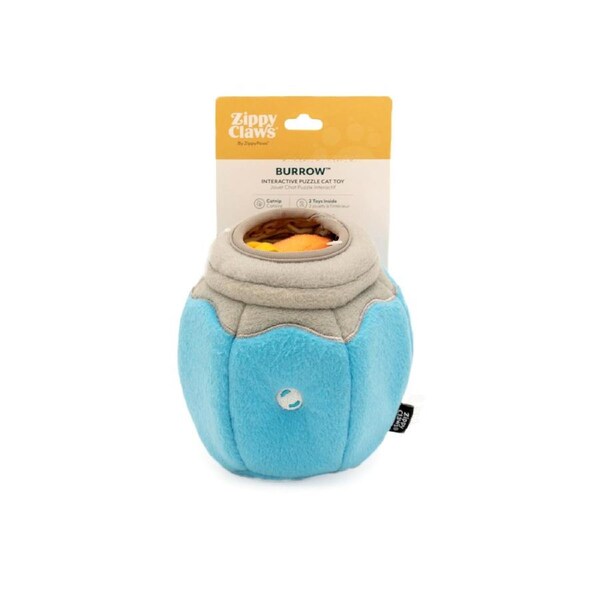 ZippyClaws Burrow Fish N Bowl Interactive Play Plush Pet Cat Toy