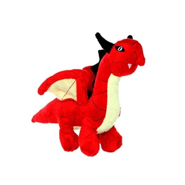Tuffy Mighty Jr Dragon Interactive Play Plush Dog Squeaker Toy Red