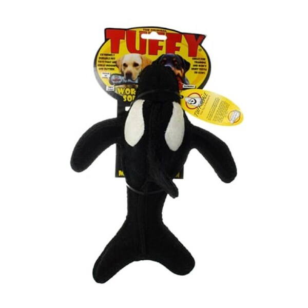 Tuffy Ocean Creature Killer Whale Interactive Play Dog Squeaker Toy
