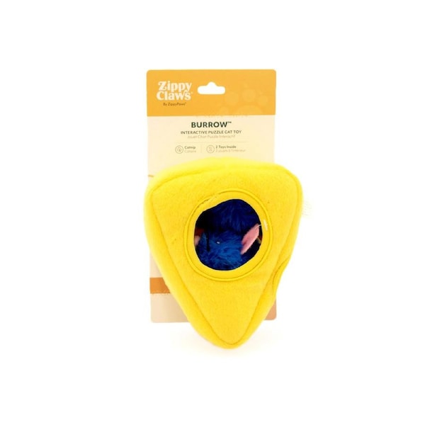 ZippyClaws Burrow Mice N Cheese Interactive Play Plush Pet Cat Toy
