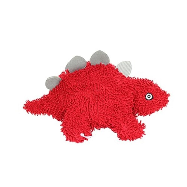 Tuffy Mighty Microfibre Ball Stegosaurus Plush Dog Squeaker Toy Red Medium